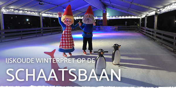 IJskoude winterpret op de schaatsbaan